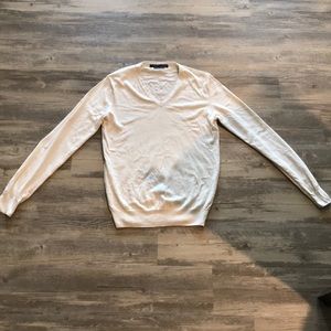 Zara Man wool cotton blend cream v-neck sweater S